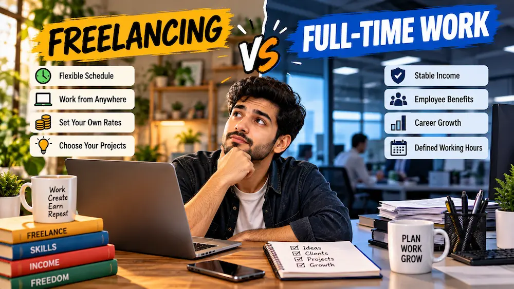 Freelancing vs Full-Time Work Income, Freedom & Stability